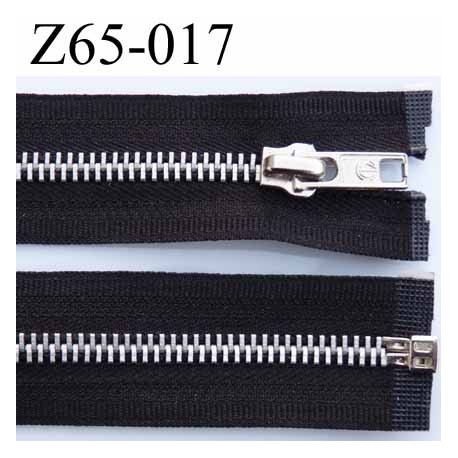 fermeture zip à glissière longueur 65 cm largeur 3 cm couleur noir  séparable et glissière métal largeur 6 mm