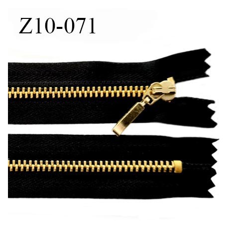 Fermeture éclair percée en simili cuir noire et métal doré 22cm