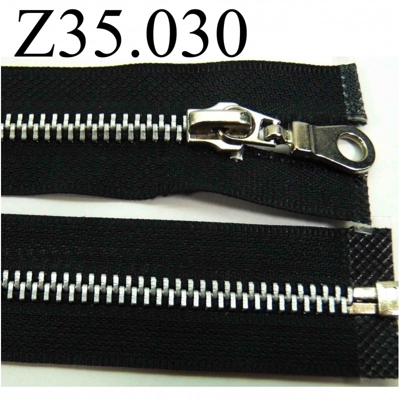 fermeture zip à glissière 35 cm couleur noir séparable zip métal largeur 3  cm largeur du zip 6 mm
