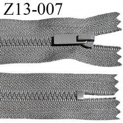 Fermeture zip moulée 13 cm couleur gris non séparable longueur 13 cm largeur 28 mm glissière moulée 4 mm prix à la pièce
