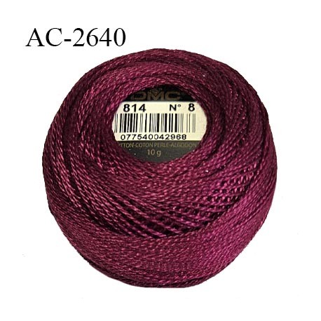 Pelote coton perlé n°8 couleur bordeaux prix pour une pelote de 10 g soit environ 80 mètres