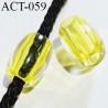 Décor accessoire perle longueur 15 mm largeur 10 mm couleur transparent et jaune avec passage pour un cordon de 3 mm