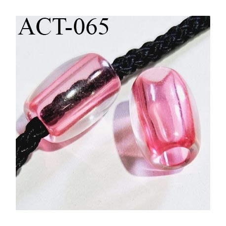 Décor accessoire perle longueur 15 mm largeur 10 mm couleur transparent et rose avec passage pour un cordon de 3 mm