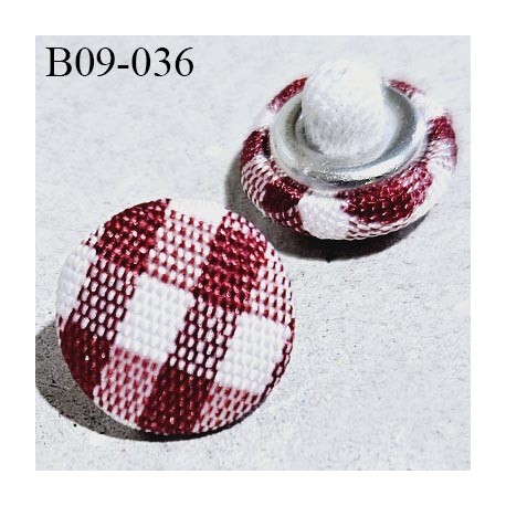 Bouton en tissu 9 mm à carreaux vichy rouge et blanc diamètre 9 mm épaisseur 4 mm accroche en tissu à coudre prix à la pièce