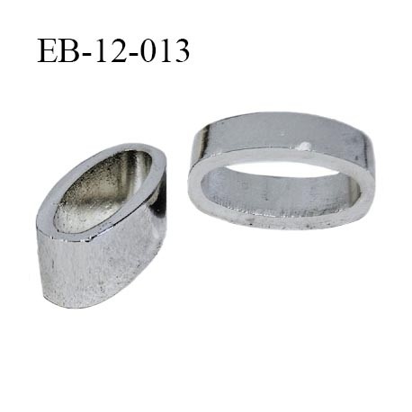 Passant métal 12 mm couleur argent avec inscription gravée passage intérieur 10 mm hauteur extérieure 12 mm largeur 5 mm