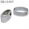 Passant métal 12 mm couleur argent avec inscription gravée passage intérieur 10 mm hauteur extérieure 12 mm largeur 5 mm