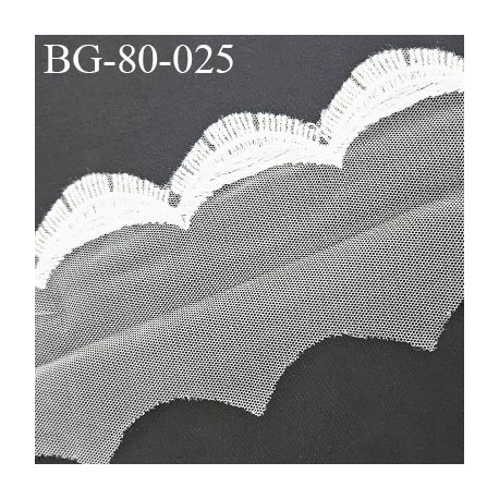 Galon dentelle broderie sur tulle non extensible couleur écru largeur 80 mm prix au mètre