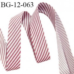 Bias folded in two 12 mm with burgundy and white stripes width 12 mm and unfolded width 24 mm price for one meter
