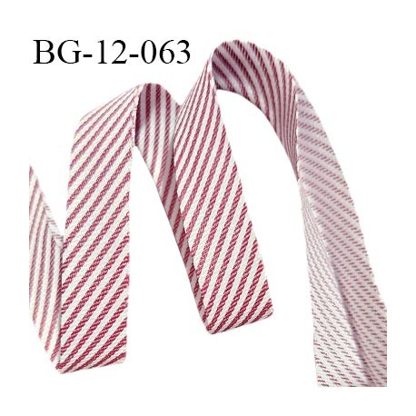 Bias folded in two 12 mm with burgundy and white stripes width 12 mm and unfolded width 24 mm price for one meter