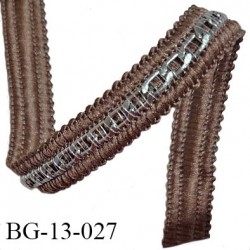 Galon coton 13 mm couleur marron avec chaînette couleur argent largeur 12 mm prix au mètre