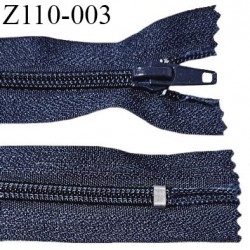 Fermeture zip 110 cm non séparable couleur bleu marine largeur 2.5 cm longueur 110 cm largeur de la glissière nylon 4 mm