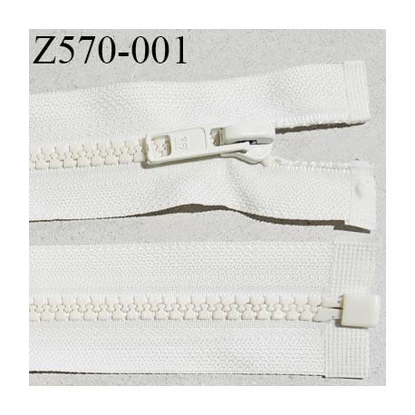 Fermeture zip 570 cm couleur écru largeur 3.2 cm zip moulée largeur 6 mm longueur 5m70 prix à la pièce