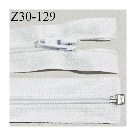 Fermeture zip 30 cm couleur blanc naturel séparable curseur métal longueur 30 cm largeur 2.8 cm largeur du zip 5 mm