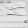 Fermeture zip 30 cm couleur blanc naturel séparable curseur métal longueur 30 cm largeur 2.8 cm largeur du zip 5 mm