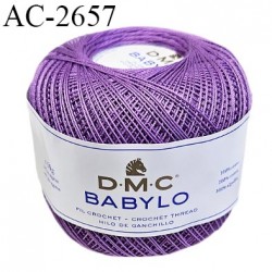 Pelote de fil à crochet fin DMC Babylo 100% coton couleur lilas grosseur 20 pour crochet de 1,25 à 1,50 mm