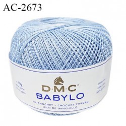 Pelote de fil à crochet fin DMC Babylo 100% coton couleur bleu ciel grosseur 30 pour crochet de 1 à 1,25 mm prix pour une pelote