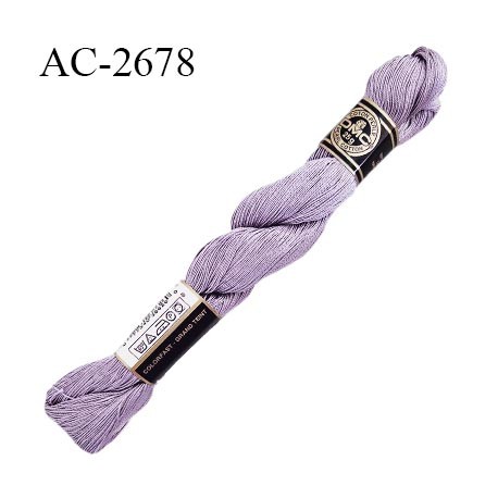 Echevette de coton perlé DMC 100% coton n°12 couleur mauve prix pour une échevette de 25 g soit environ 300 mètres