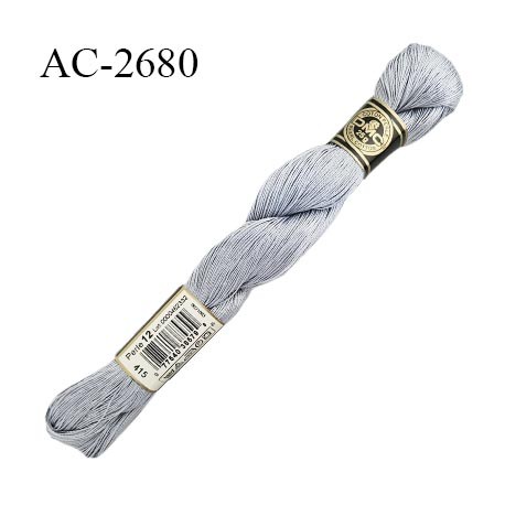 Echevette de coton perlé DMC 100% coton n°12 couleur gris clair chrome prix pour une échevette