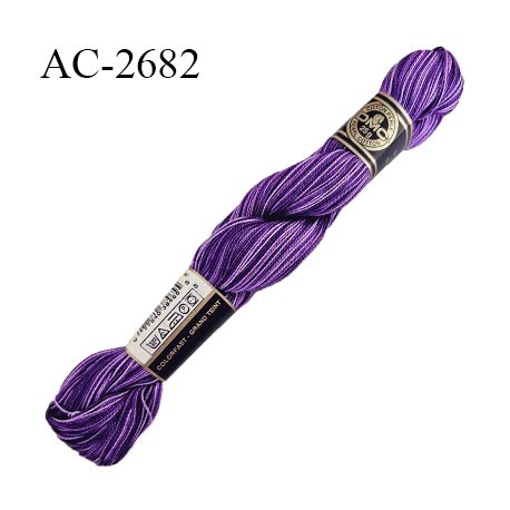 Echevette de coton perlé DMC 100% coton n°8 couleur violet dégradé prix pour une échevette de 25 g soit environ 200 mètres