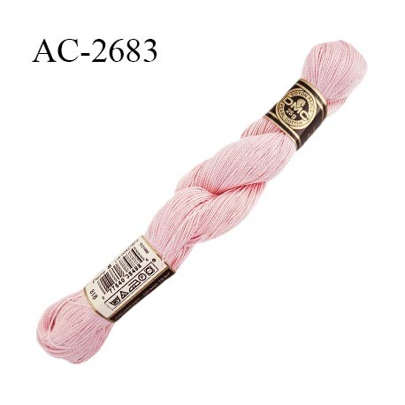 Echevette de coton perlé DMC 100% coton n°8 couleur rose poudré nacré prix pour une échevette de 25 g soit environ 200 mètres