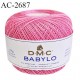 Pelote de fil à crochet fin DMC Babylo 100% coton couleur rose grosseur 10 pour crochet de 1,5 à 1,75 mm prix pour une pelote