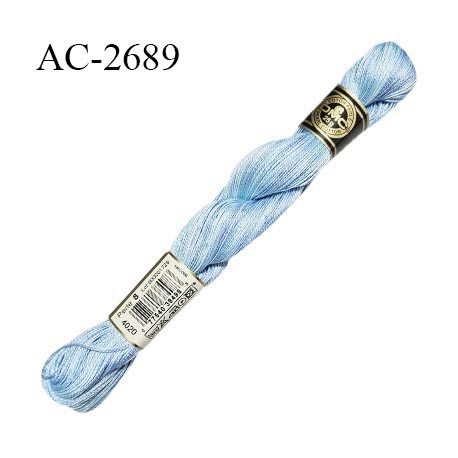 Echevette de coton perlé DMC 100% coton n°12 couleur bleu ciel et bleu vert dégradé prix pour une échevette