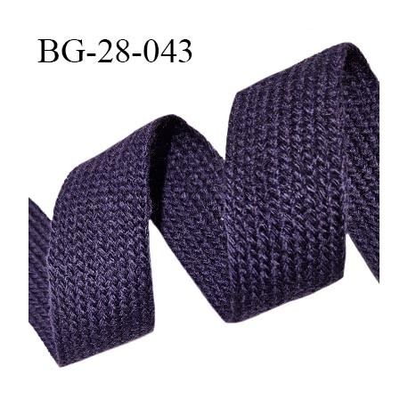Galon sangle tressée 28 mm en polyester couleur violet indigo largeur 28 mm épaisseur 2 mm prix au mètre
