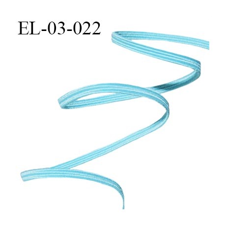 Elastique couture 3 mm couleur bleu turquoise largeur 3 mm allongement +130% prix au mètre