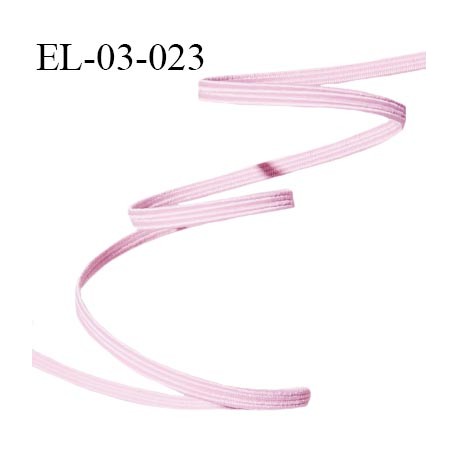 Elastique couture 3 mm couleur rose pâle largeur 3 mm allongement +130% prix au mètre