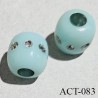 Arrêt stop cordon 12 mm couleur bleu lagon avec strass diamètre 12 mm et trou pour cordon de 4 mm prix à la pièce