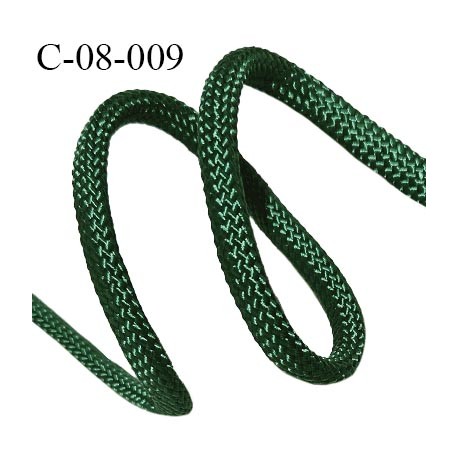 Cordon 8 mm synthétique très solide couleur vert satiné diamètre 8 mm avec cordon intérieur de 7 mm prix au mètre