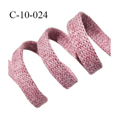 Cordon galon lacet tube largeur 10 mm couleur rose chiné prix au mètre