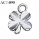 Accessoire décor ornement trèfle à 4 feuilles couleur argent diamètre 10 mm prix à la pièce