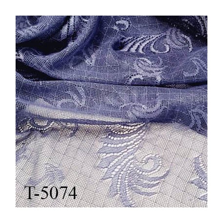 Dentelle brodé sur tulle couleur bleu ardoise très haut de gamme largeur 135 cm prix pour 10 centimètres