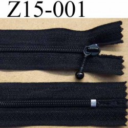fermeture éclair longueur 15 cm couleur noir non séparable zip nylon