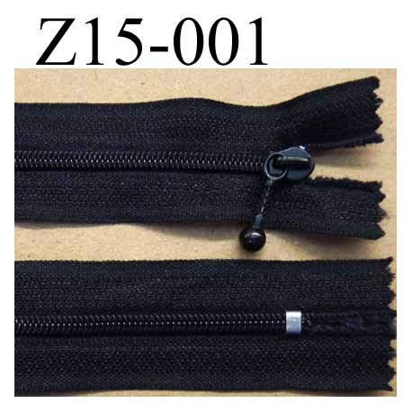 fermeture à glissière longueur 15 cm couleur noir non séparable zip nylon