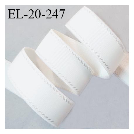 Elastique 19 mm lingerie haut de gamme couleur nacre ou écru doux au toucher allongement +30% largeur 19 mm prix au mètre