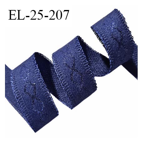 Elastique lingerie 24 mm couleur bleu marine avec picots de chaque côté doux au toucher largeur 24 mm