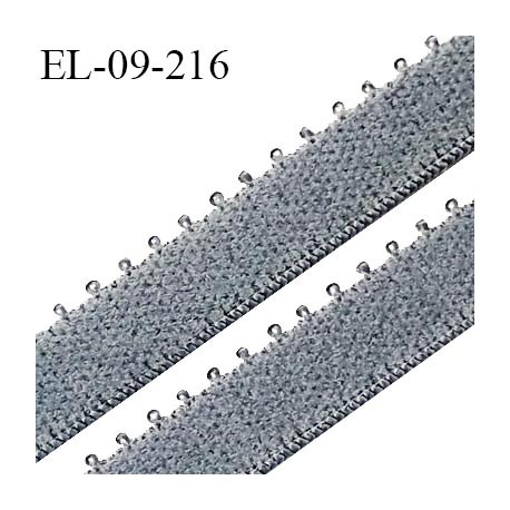 Elastique picot 9 mm lingerie couleur gris granit largeur 9 mm haut de gamme allongement +160% prix au mètre