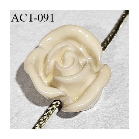 Décor accessoire perle fleur couleur beige en forme de rose diamètre 14 mm avec passage pour un cordon de 1 mm prix à la pièce