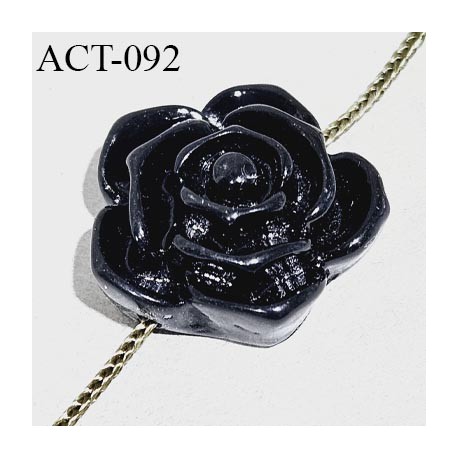 Décor accessoire perle fleur couleur noir en forme de rose diamètre 20 mm avec passage pour un cordon de 1 mm prix à la pièce