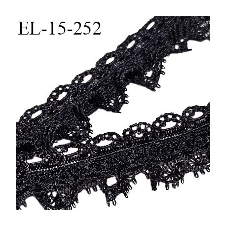 Elastique 15 mm froufrou dentelle couleur noir largeur de l'élastique 7 mm largeur totale 15 mm prix au mètre