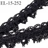 Elastique 15 mm froufrou dentelle couleur noir largeur de l'élastique 7 mm largeur totale 15 mm prix au mètre