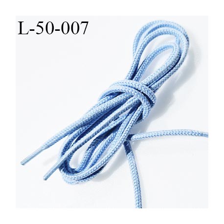 Lacet rond 50 cm couleur bleu ciel diamètre 2.5 mm longueur 45 cm embout gainé prix pour une paire