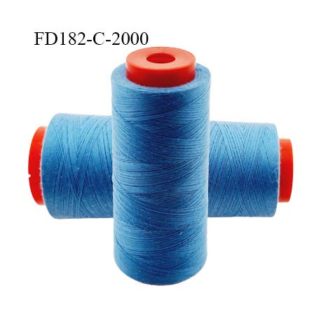 CONE de 2000 m fil polyester fil n° 120 couleur bleu longueur de 2000 mètres bobiné en France