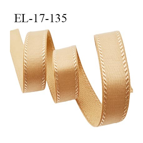 Elastique 16 mm bretelle et lingerie avec surpiqûres couleur ambre ou caramel doré allongement +50% largeur 16 mm prix au mètre