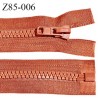 Fermeture zip moulée 83 cm séparable couleur orange longueur 83 cm largeur 4 cm glissière largeur 7 mm prix à l'unité