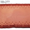 Dentelle brodée 21 cm extensible très haut de gamme largeur 21 cm couleur rouille très belle prix pour un mètre