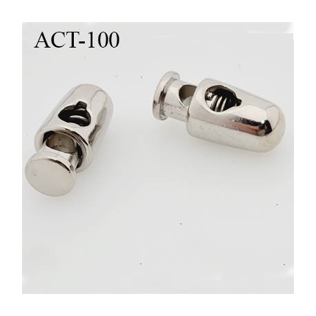 arrêt cordon stop cordon rond en métal à ressort couleur argent chromé de taille 17 mm x 7.5 mm prix à l'unité