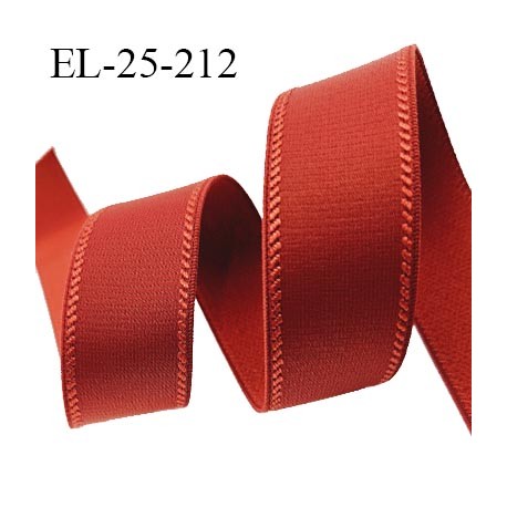 Elastique lingerie 24 mm couleur rouge rouille largeur 24 mm allongement +30% prix au mètre